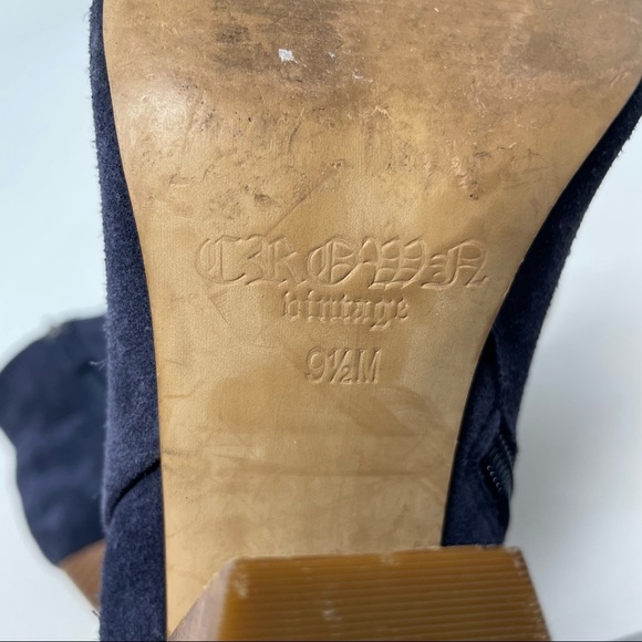 Crown Vintage Blue Suede Tashaa Ankle Boot Block Heel 9.5 - Picture 8 of 9